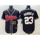 Men's Atlanta Braves #23 Michael Harris II Number Black Cool Base Stitched Baseball Jersey