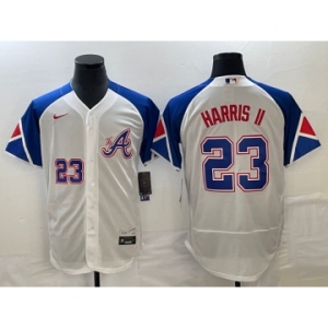 Men's Atlanta Braves #23 Michael Harris II Number White 2023 City Connect Flex Base Stitched Baseball Jersey1