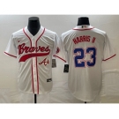 Men's Atlanta Braves #23 Michael Harris II White Cool Base With Patch Stitched Baseball Jersey1