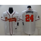 Men's Atlanta Braves #24 Deion Sanders 2022 White Gold World Series Champions Program Cool Base Stitched Baseball Jersey