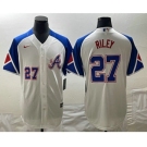 Men's Atlanta Braves #27 Austin Riley Number White 2023 City Connect Cool Base Stitched Jerseys