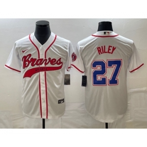 Men's Atlanta Braves #27 Austin Riley White Cool Base With Patch Stitched Baseball Jersey