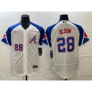 Men's Atlanta Braves #28 Matt Olson Number White 2023 City Connect Flex Base Stitched Jersey