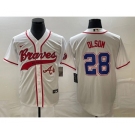 Men's Atlanta Braves #28 Matt Olson White Cool Base With Patch Stitched Baseball Jersey1