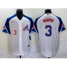 Men's Atlanta Braves #3 Dale Murphy Number White 2023 City Connect Cool Base Stitched Jersey