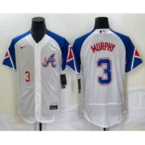 Men's Atlanta Braves #3 Dale Murphy Number White 2023 City Connect Flex Base Stitched Jersey1