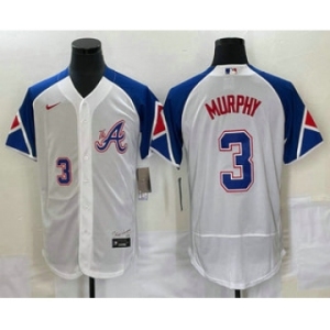 Men's Atlanta Braves #3 Dale Murphy Number White 2023 City Connect Flex Base Stitched Jersey