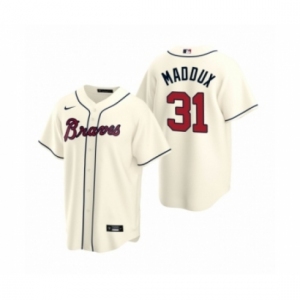 Men's Atlanta Braves #31 Greg Maddux Nike Cream 2020 Replica Alternate Jersey