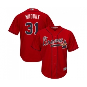 Men's Atlanta Braves #31 Greg Maddux Red Cool Base Stitched Baseball Jersey