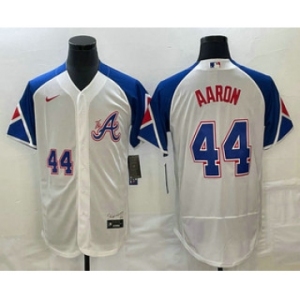 Men's Atlanta Braves #44 Hank Aaron Number White 2023 City Connect Flex Base Stitched Jersey2