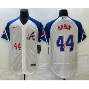 Men's Atlanta Braves #44 Hank Aaron Number White 2023 City Connect Flex Base Stitched Jersey