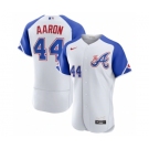 Men's Atlanta Braves #44 Hank Aaron White 2023 City Connect Flex Base Stitched Jersey