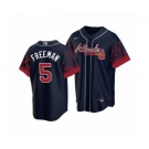 Men's Atlanta Braves #5 Freddie Freeman 2021 City Connect Navy Cool Base Stitched Baseball Jersey