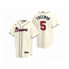 Men's Atlanta Braves #5 Freddie Freeman Nike Cream 2020 Replica Alternate Jersey