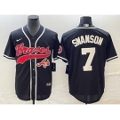 Men's Atlanta Braves #7 Dansby Swanson Black Cool Base Stitched Baseball Jersey