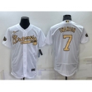 Men's Atlanta Braves #7 Dansby Swanson White 2022 All Star Stitched Flex Base Nike Jersey