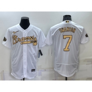 Men's Atlanta Braves #7 Dansby Swanson White 2022 All Star Stitched Flex Base Nike Jersey