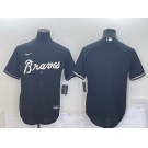 Men's Atlanta Braves Blank Black Cool Base Stitched Baseball Jersey