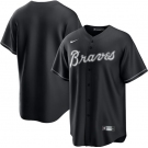 Men's Atlanta Braves Blank Black Lights Out Limited Stitched Baseball Jersey