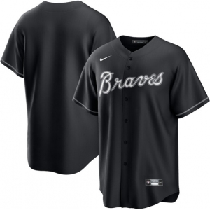 Men's Atlanta Braves Blank Black Lights Out Limited Stitched Baseball Jersey