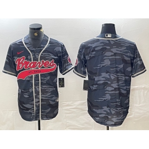 Men's Atlanta Braves Blank Gray Camo Cool Base With Patch Stitched Baseball Jersey