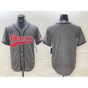 Men's Atlanta Braves Blank Grey Gridiron Cool Base Stitched Baseball Jersey