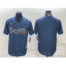 Men's Atlanta Braves Blank Navy Blue Pinstripe Stitched MLB Cool Base Nike Jersey