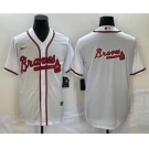 Men's Atlanta Braves White Team Big Logo Cool Base Stitched Baseball Jersey