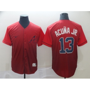 Men's Nike Atlanta Braves #13 Ronald Acuna Red Drift Fashion MLB Jersey