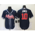 Nike Atlanta Braves #10 Chipper Jones Authentic Dark Blue Alternate Cool Base Baseball Jersey