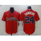 Nike Atlanta Braves #24 Deion Sanders Authentic Red 2020 Alternate Cool Base Baseball Jersey