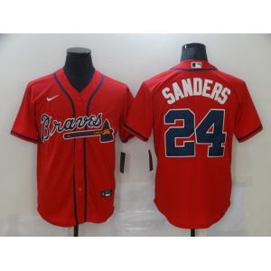 Nike Atlanta Braves #24 Deion Sanders Authentic Red 2020 Alternate Cool Base Baseball Jersey