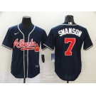 Nike Atlanta Braves #7 Dansby Swanson Authentic Dark Blue 2020 Alternate Cool Base Baseball Jersey