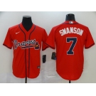 Nike Atlanta Braves #7 Dansby Swanson Authentic Red 2020 Alternate Cool Base Baseball Jersey