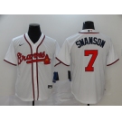 Nike Atlanta Braves #7 Dansby Swanson Authentic White 2020 Alternate Cool Base Baseball Jersey