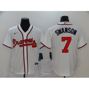 Nike Atlanta Braves #7 Dansby Swanson Authentic White 2020 Alternate Cool Base Baseball Jersey