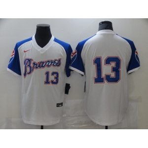 Nike Men's Atlanta Braves #13 Ronald Acuna Jr. Authentic White Throwback Baseball Jersey