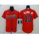 Nike Men's Atlanta Braves #13 Ronald Acuna Jr. Red Home Flex Base Authentic Collection Baseball Jersey