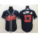 Nike Men's Atlanta Braves #13 Ronald Acuna Jr. Replica Blue Alternate Road Cool Base Baseball Jersey