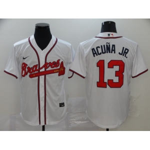 Nike Men's Atlanta Braves #13 Ronald Acuna Jr. Replica White  Cool Base Baseball Jersey