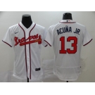 Nike Men's Atlanta Braves #13 Ronald Acuna Jr. White  Flex Base Authentic Collection Baseball Jersey