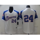 Nike Men's Atlanta Braves #24 Deion Sanders Authentic White Throwback Baseball Jersey