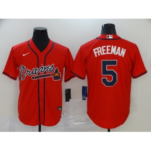 Nike Men's Atlanta Braves #5 Freddie Freeman Red Cool Base Baseball Jersey