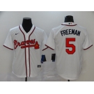 Nike Men's Atlanta Braves #5 Freddie Freeman White Cool Base Baseball Jersey