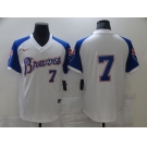 Nike Men's Atlanta Braves  #7 Dansby Swanson Authentic White Throwback Baseball Jersey