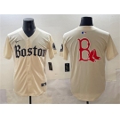 Men's Boston Red Sox Team Big Logo Cream Gothic Vapor Limited Stitched Baseball Jersey