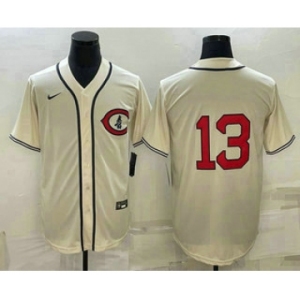 Men's Chicago Cubs #13 David Bote 2022 Cream Field of Dreams Cool Base Stitched Baseball Jersey