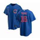 Men's Chicago Cubs #16 Patrick Wisdom Blue Cool Base Stitched Baseball Jersey