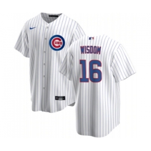 Men's Chicago Cubs #16 Patrick Wisdom White Cool Base Stitched Baseball Jersey