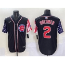 Men's Chicago Cubs #2 Nico Hoerner Black 2025 Independence Day Vapor Premier Limited Stitched Baseball Jersey